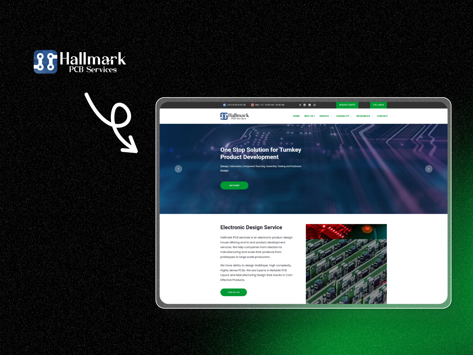 Hallmark PCB Services website project screenshot